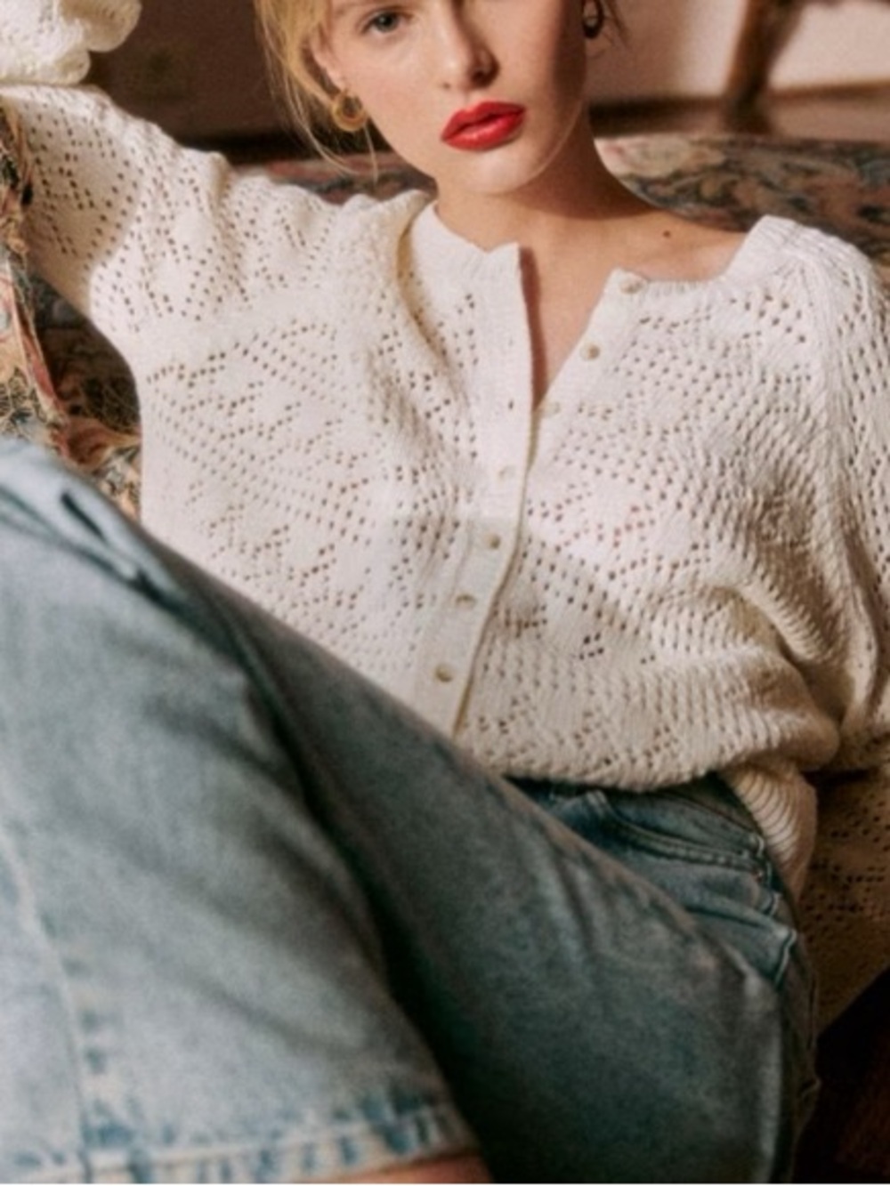 Sézane Capucine Cardigan Blanc XL